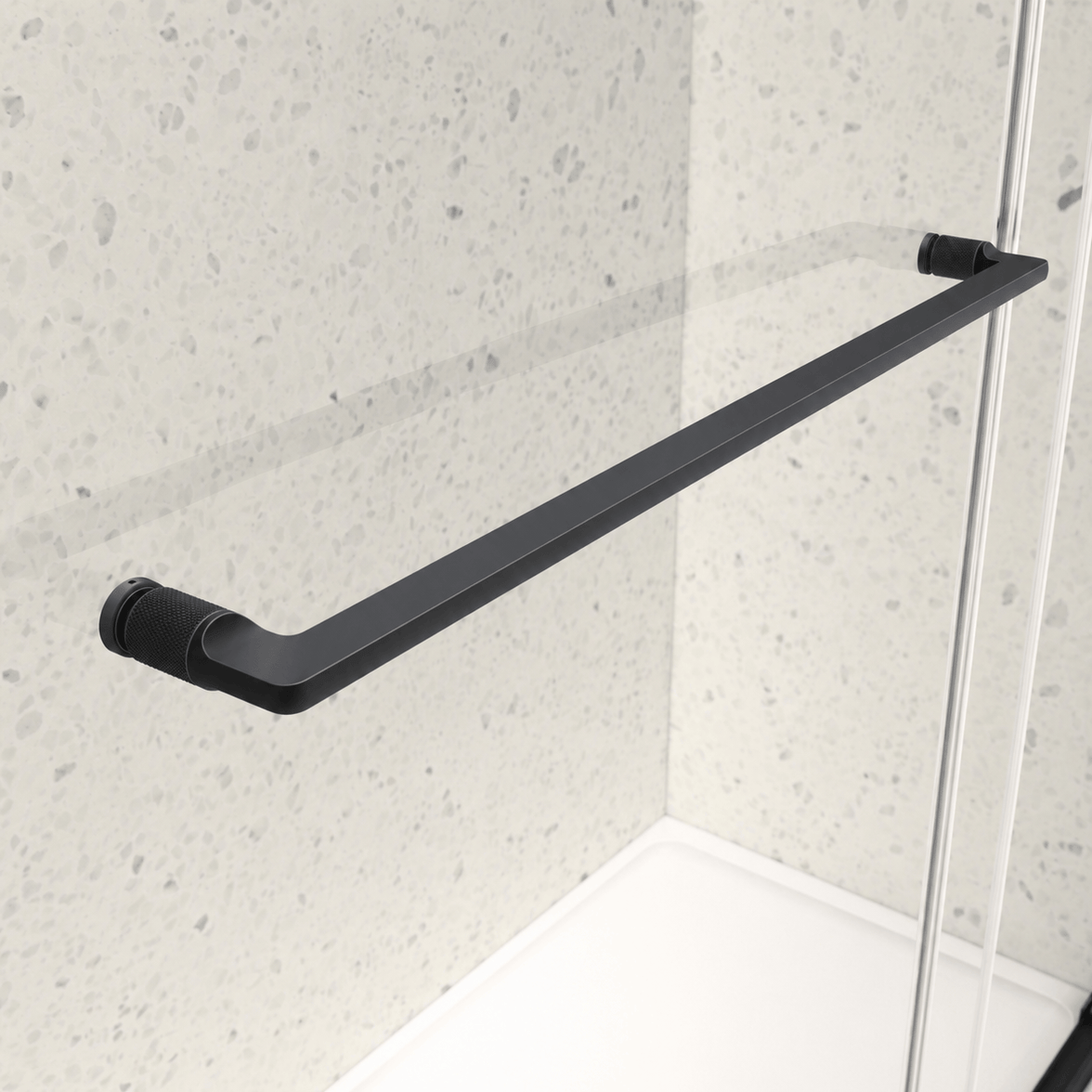 Astra 49"-54" or 55"-60" W x 76" H Frameless Double Sliding Shower Door with 5/16"(8mm) Tempered Clear Glass and Soft-Close in Matte Black