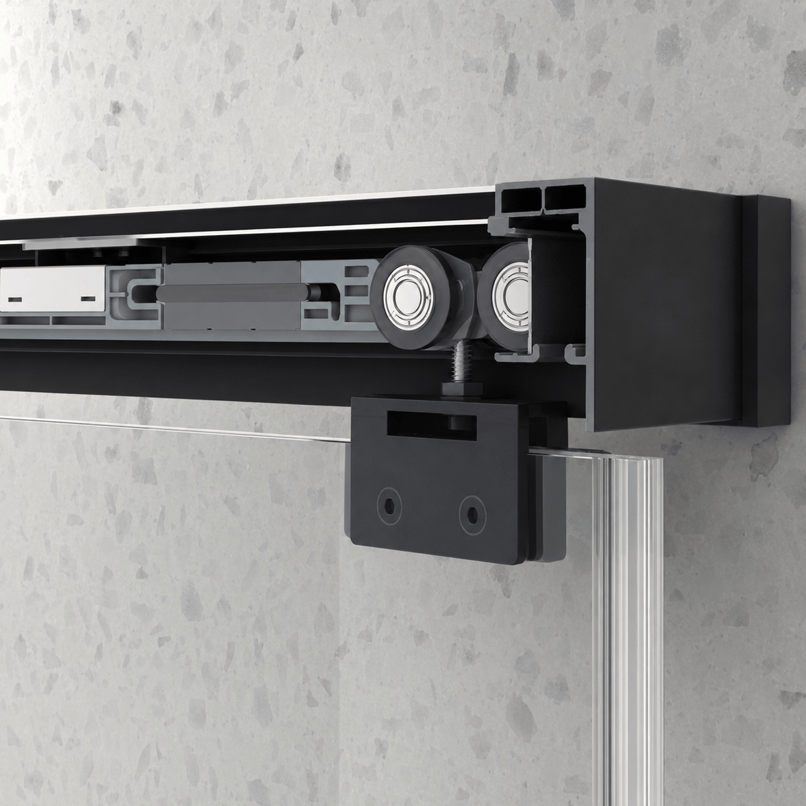 Astra 49"-54" or 55"-60" W x 76" H Frameless Double Sliding Shower Door with 5/16"(8mm) Tempered Clear Glass and Soft-Close in Matte Black