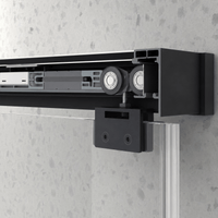 Astra 49"-54" or 55"-60" W x 76" H Frameless Double Sliding Shower Door with 5/16"(8mm) Tempered Clear Glass and Soft-Close in Matte Black