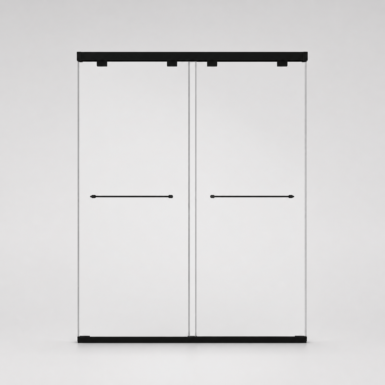 Astra 49"-54" or 55"-60" W x 76" H Frameless Double Sliding Shower Door with 5/16"(8mm) Tempered Clear Glass and Soft-Close in Matte Black