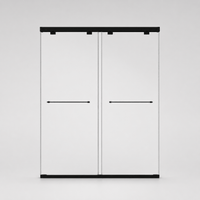 Astra 49"-54" or 55"-60" W x 76" H Frameless Double Sliding Shower Door with 5/16"(8mm) Tempered Clear Glass and Soft-Close in Matte Black