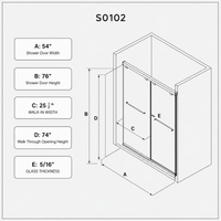 Astra 49"-54" or 55"-60" W x 76" H Frameless Double Sliding Shower Door with 5/16"(8mm) Tempered Clear Glass and Soft-Close in Matte Black
