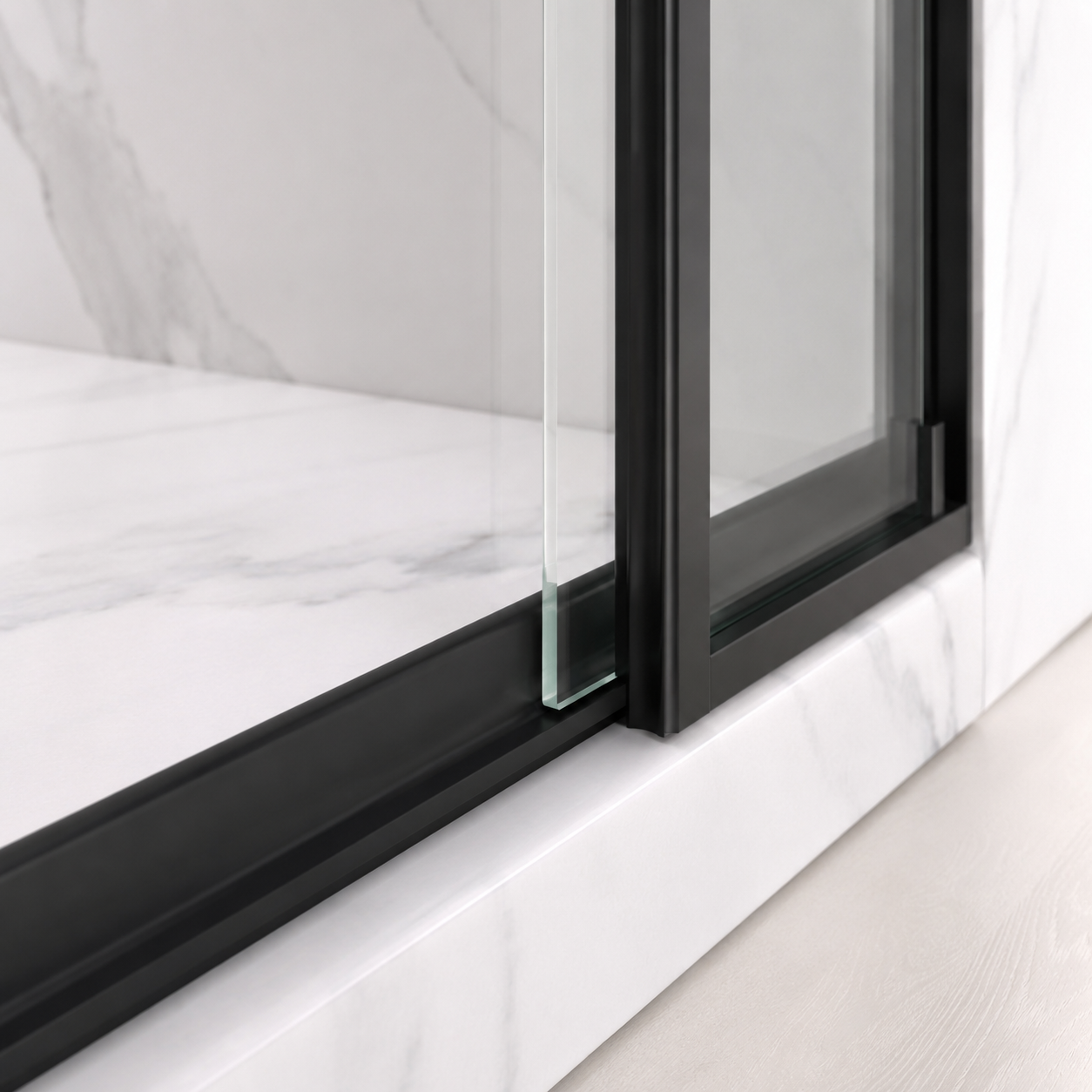 Jade 56"-60" W x 74" H Semi-Frameless Sliding Shower Door with 1/4"(6mm) Tempered Clear Glass