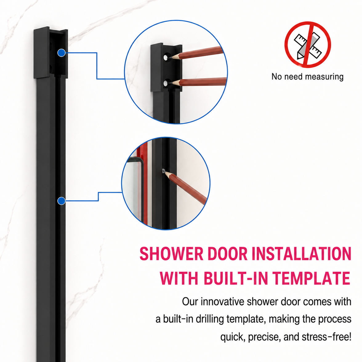 Jade 56"-60" W x 74" H Semi-Frameless Sliding Shower Door with 1/4"(6mm) Tempered Clear Glass