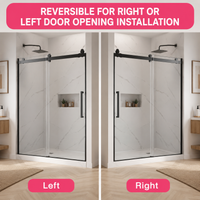 Jade 56"-60" W x 74" H Semi-Frameless Sliding Shower Door with 1/4"(6mm) Tempered Clear Glass