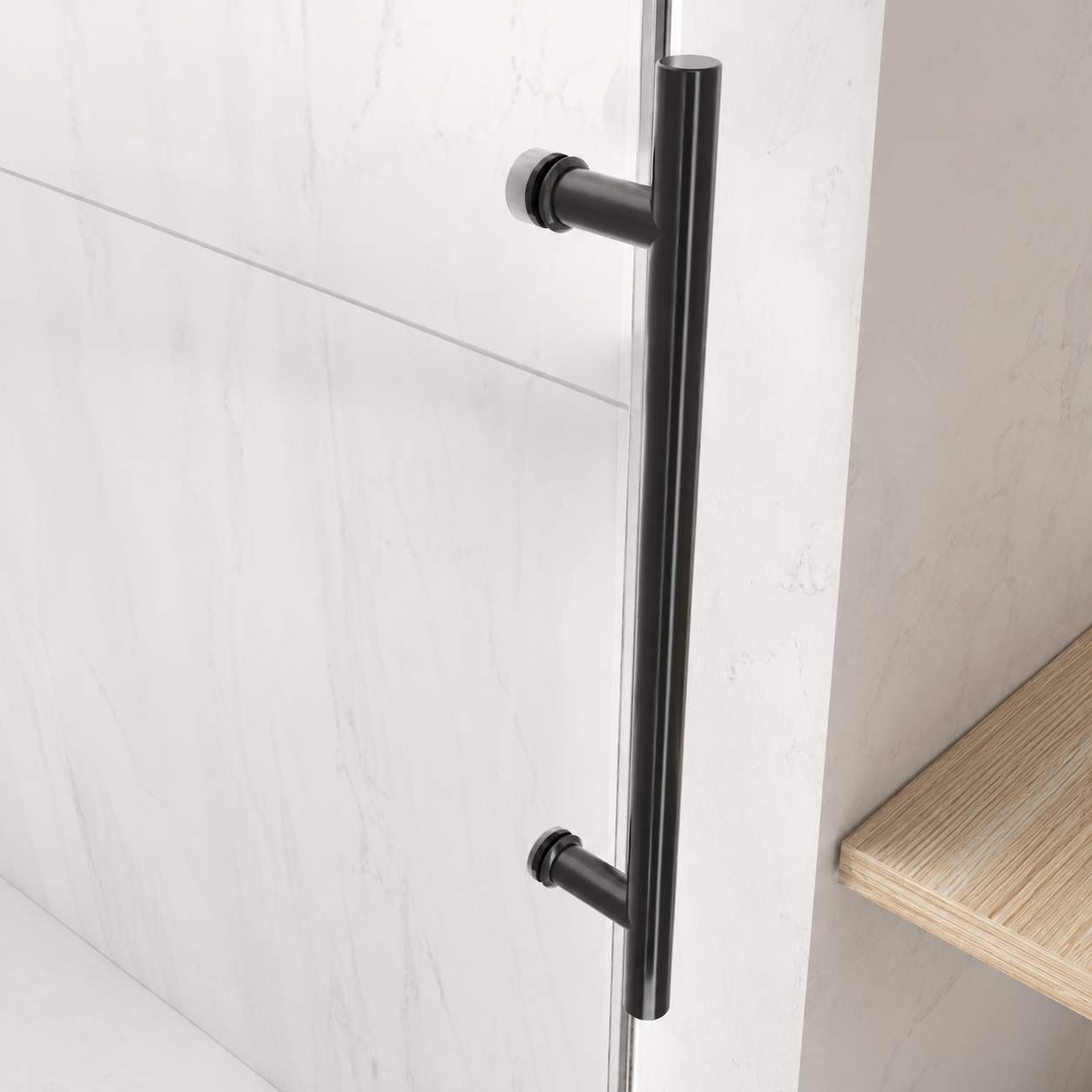 Jade 56"-60" W x 76" H Frameless Single Sliding Shower Door with 5/16"(8mm) Tempered Clear Glass and Buffer Design