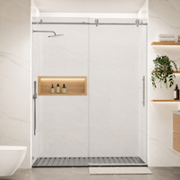 Jade 56"-60" W x 76" H Frameless Single Sliding Shower Door with 5/16"(8mm) Tempered Clear Glass and Buffer Design