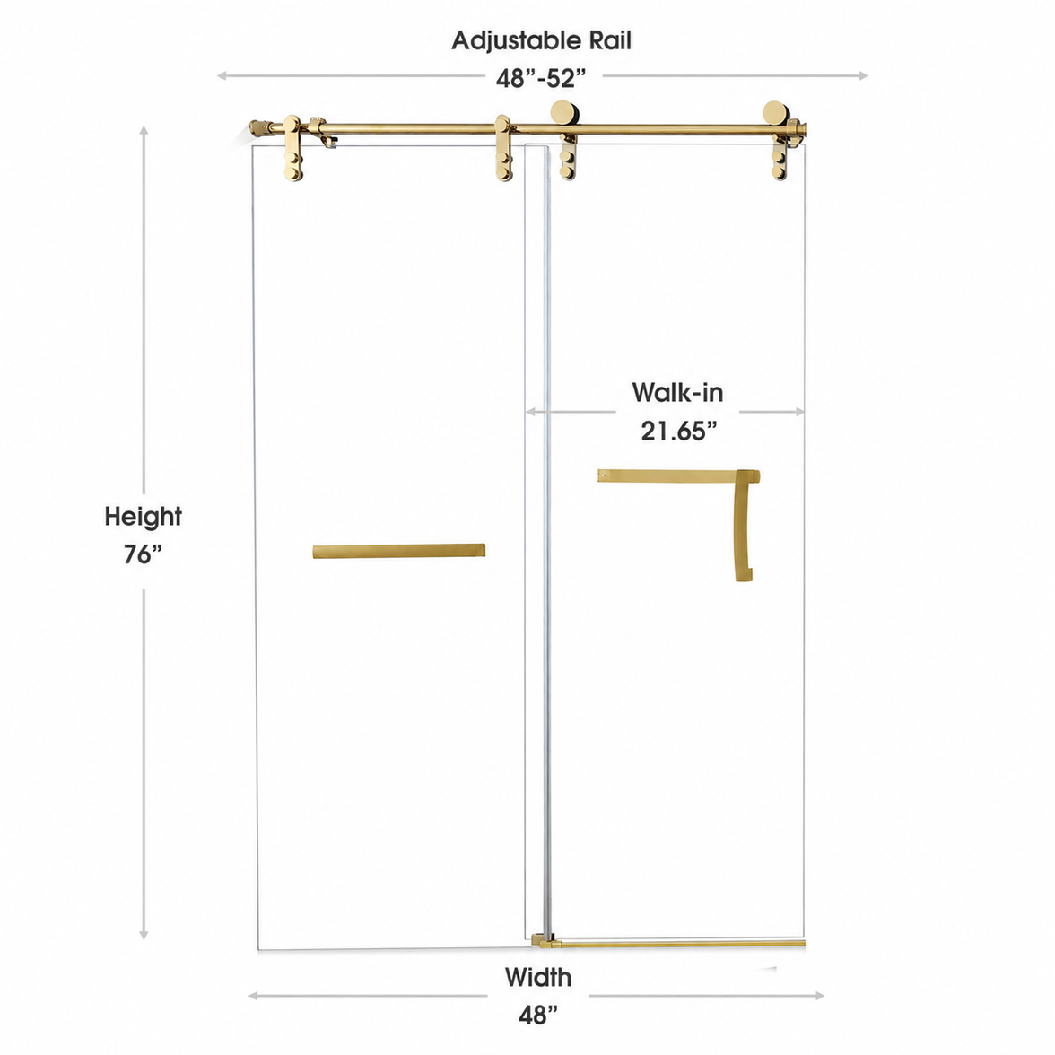 Jade 48"-52" or 60"-64" W x 76" H Semi-Frameless Single Sliding Shower Door with 5/16"(8mm) Tempered Clear Glass and Stainless Steel Hardware
