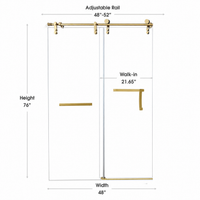 Jade 48"-52" or 60"-64" W x 76" H Semi-Frameless Single Sliding Shower Door with 5/16"(8mm) Tempered Clear Glass and Stainless Steel Hardware