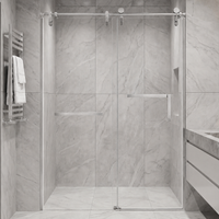 Jade 48"-52" or 60"-64" W x 76" H Semi-Frameless Single Sliding Shower Door with 5/16"(8mm) Tempered Clear Glass and Stainless Steel Hardware