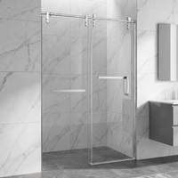 Jade 48"-52" or 60"-64" W x 76" H Semi-Frameless Single Sliding Shower Door with 5/16"(8mm) Tempered Clear Glass and Stainless Steel Hardware