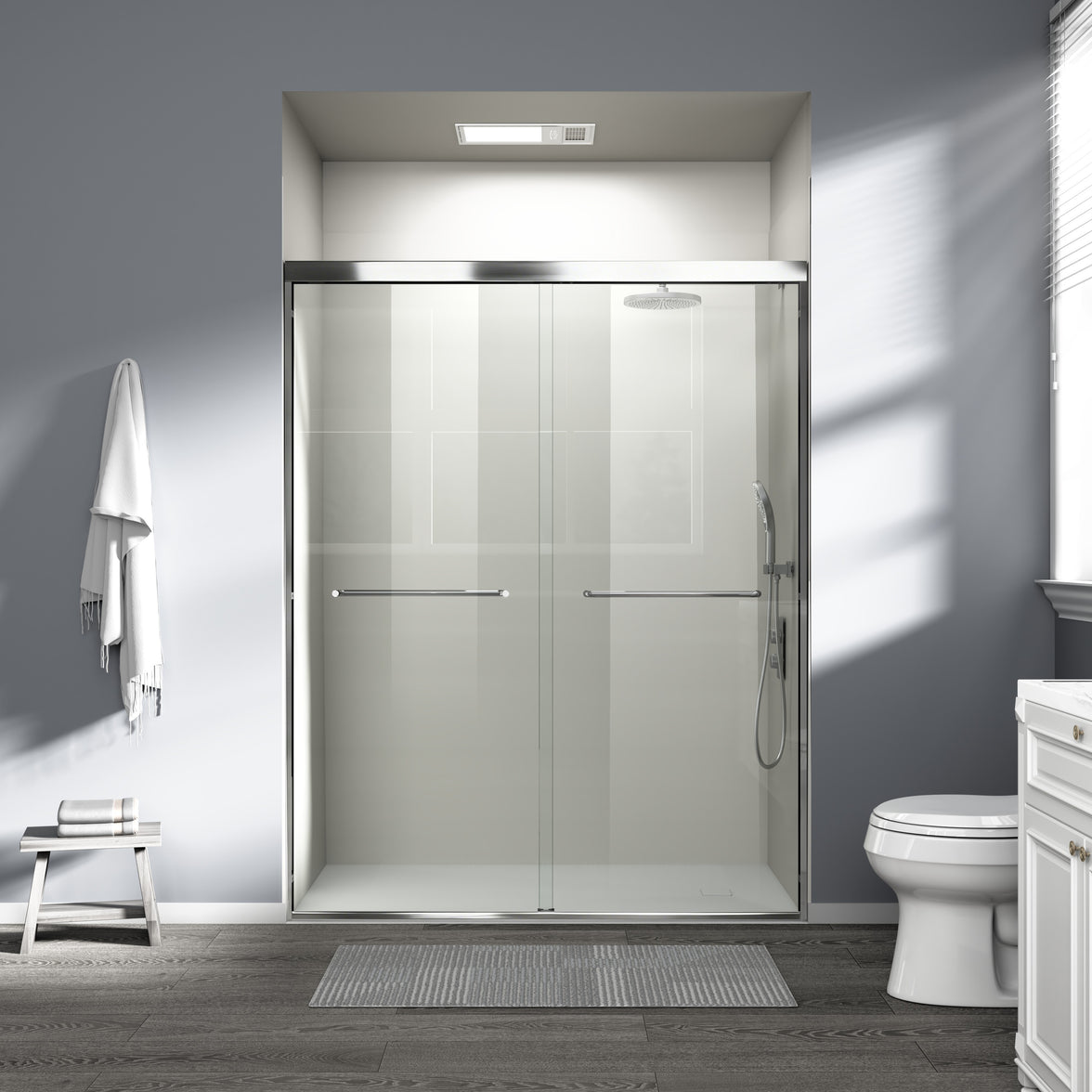 Core 44"-48" or 56"-60" W x 72" H Framed Double Sliding Shower Door with 1/4"(6mm) Tempered Clear Glass