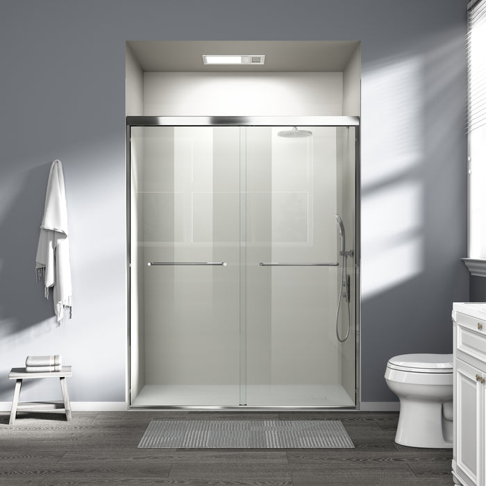 Core 44"-48" or 56"-60" W x 72" H Framed Double Sliding Shower Door with 1/4"(6mm) Tempered Clear Glass