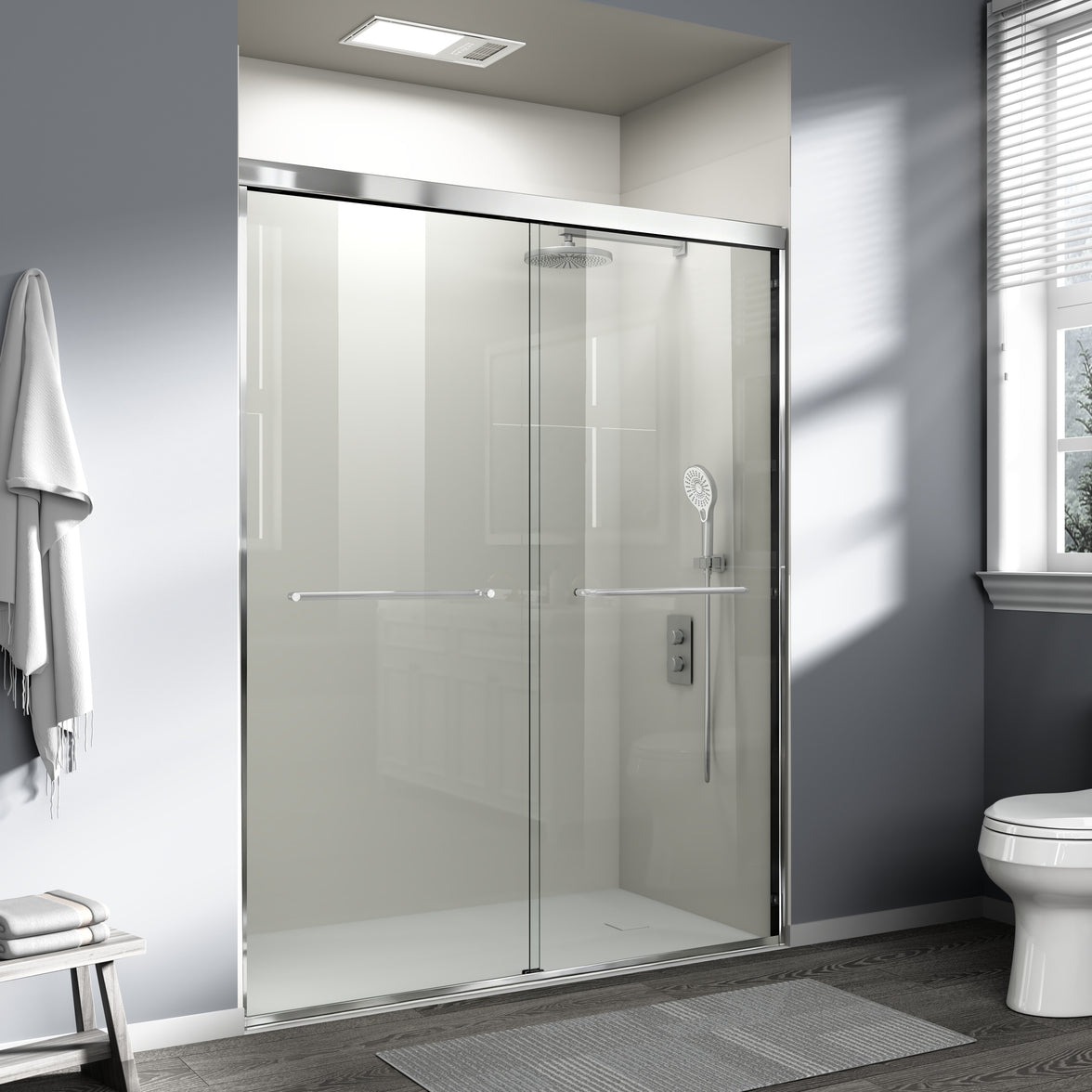 Core 44"-48" or 56"-60" W x 72" H Framed Double Sliding Shower Door with 1/4"(6mm) Tempered Clear Glass