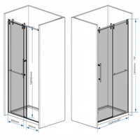 Jade 56"-60" W x 76" H Frameless Single Sliding Shower Door with 1/4"(6mm) Tempered Glass and Stainless Steel Hardware