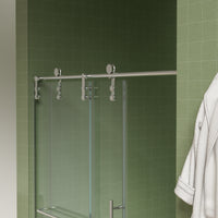 Jade 56"-60" W x 70" H Frameless Single Sliding Shower Door with 5/16"(8mm) Tempered Clear Glass with Towel Bar