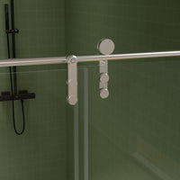 Jade 56"-60" W x 70" H Frameless Single Sliding Shower Door with 5/16"(8mm) Tempered Clear Glass with Towel Bar