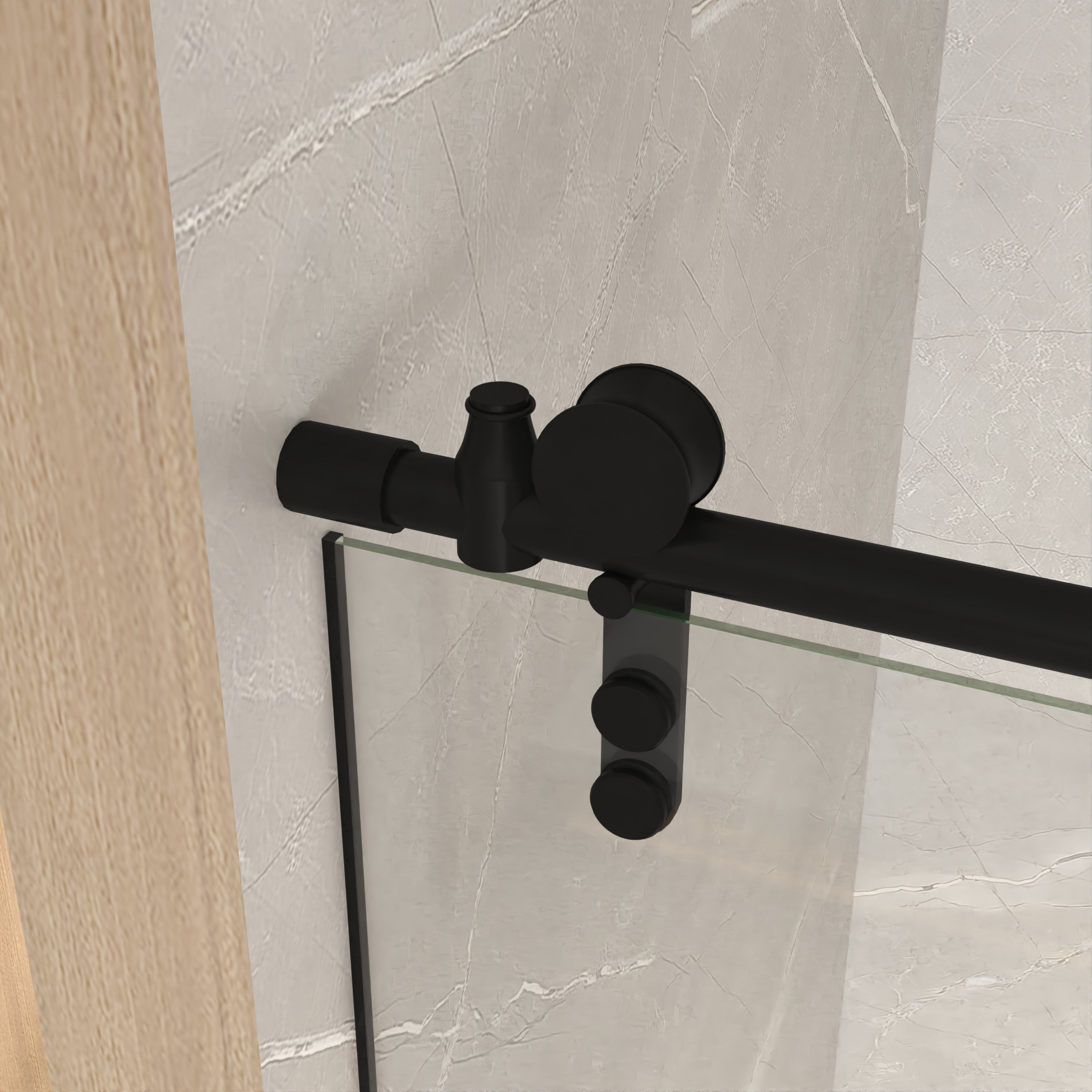 Jade 56"-60" W x 76" H Frameless Single Sliding Shower Door with 1/4"(6mm) Tempered Glass and Stainless Steel Hardware