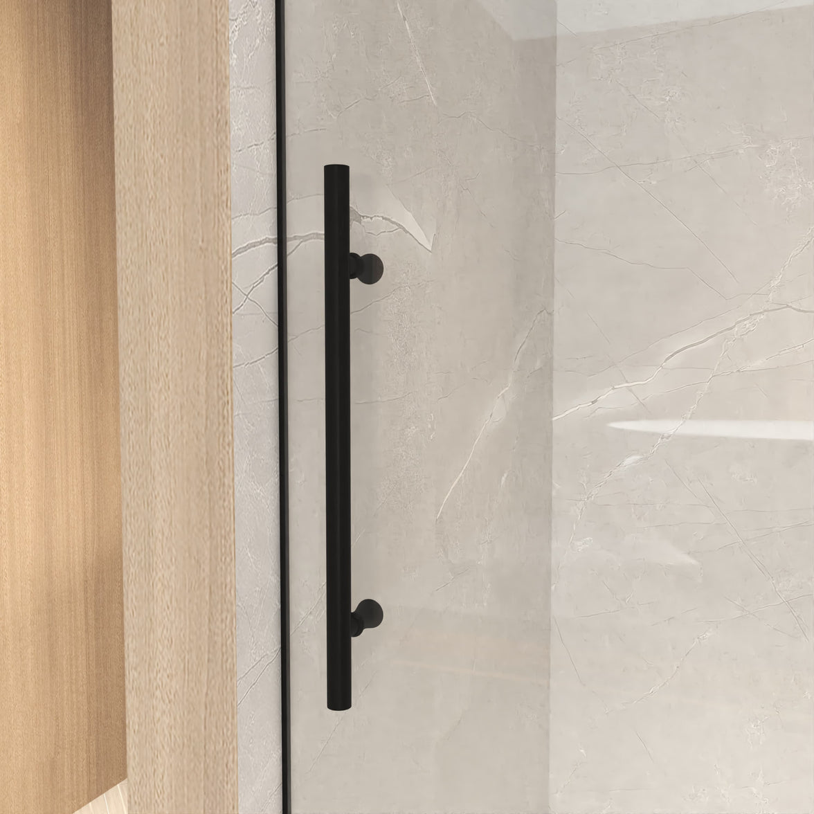 Jade 56"-60" W x 76" H Frameless Single Sliding Shower Door with 5/16"(8mm) Tempered Clear Glass in Matte Black