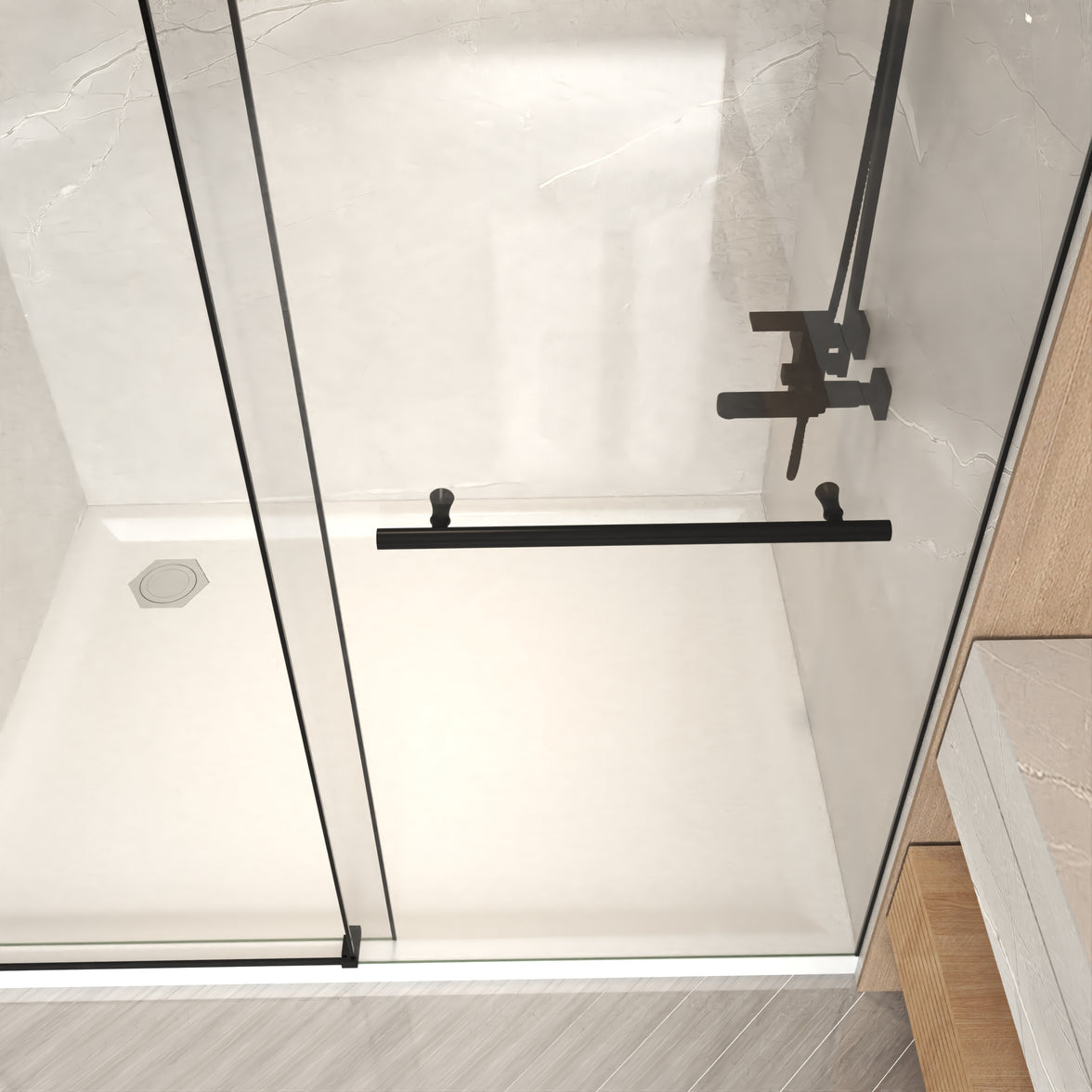 Jade 56"-60" W x 76" H Frameless Single Sliding Shower Door with 1/4"(6mm) Tempered Glass and Stainless Steel Hardware