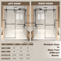 Jade 56"-60" W x 76" H Frameless Single Sliding Shower Door with 5/16"(8mm) Tempered Clear Glass in Matte Black