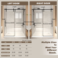 Jade 56"-60" W x 76" H Frameless Single Sliding Shower Door with 1/4"(6mm) Tempered Glass and Stainless Steel Hardware
