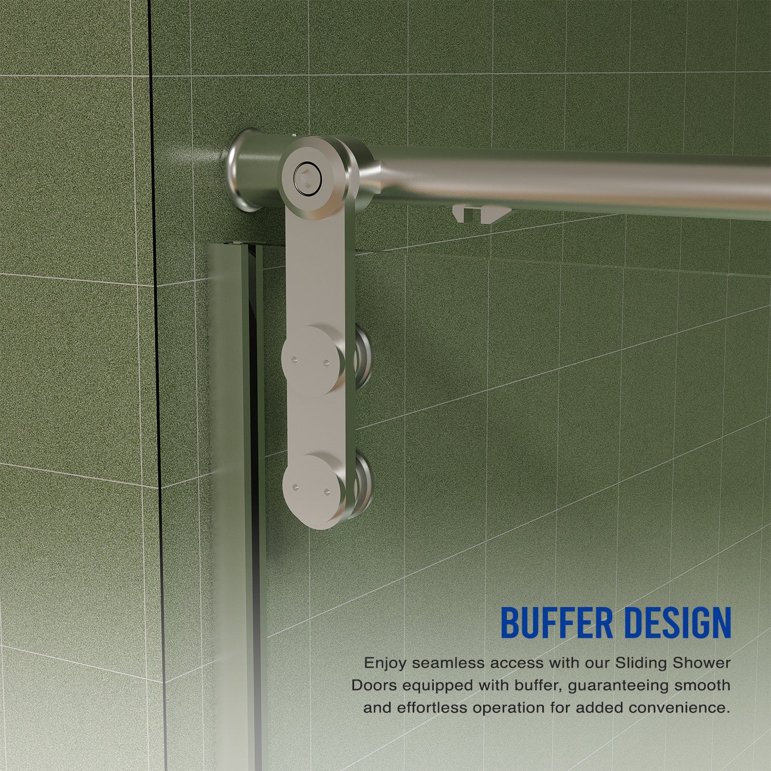 Jade 56"-60" W x 70" H Frameless Single Sliding Shower Door with 5/16"(8mm) Tempered Clear Glass with Towel Bar
