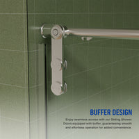 Jade 56"-60" W x 70" H Frameless Single Sliding Shower Door with 5/16"(8mm) Tempered Clear Glass with Towel Bar