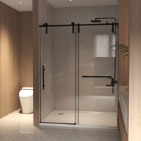 Jade 56"-60" W x 76" H Frameless Single Sliding Shower Door with 1/4"(6mm) Tempered Glass and Stainless Steel Hardware