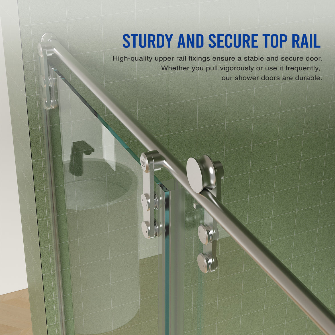 Jade 56"-60" W x 70" H Frameless Single Sliding Shower Door with 5/16"(8mm) Tempered Clear Glass with Towel Bar