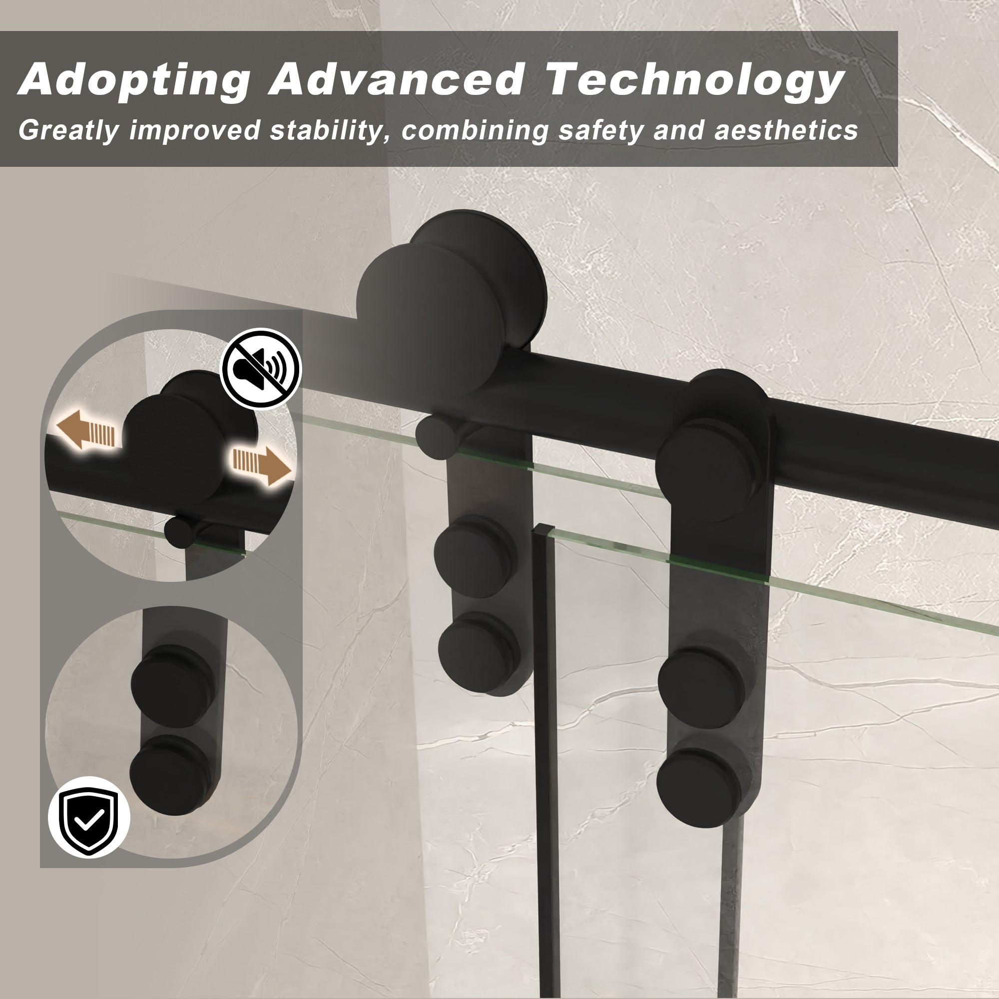 Jade 56"-60" W x 76" H Frameless Single Sliding Shower Door with 1/4"(6mm) Tempered Glass and Stainless Steel Hardware