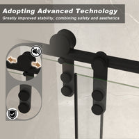 Jade 56"-60" W x 76" H Frameless Single Sliding Shower Door with 1/4"(6mm) Tempered Glass and Stainless Steel Hardware