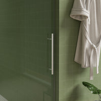 Jade 56"-60" W x 70" H Frameless Single Sliding Shower Door with 5/16"(8mm) Tempered Clear Glass with Towel Bar