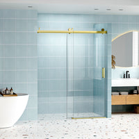 Astra 56"-60" W x 76" H Frameless Single Sliding Shower Door with 1/4"(6mm) Tempered Clear Glass and Soft-Close