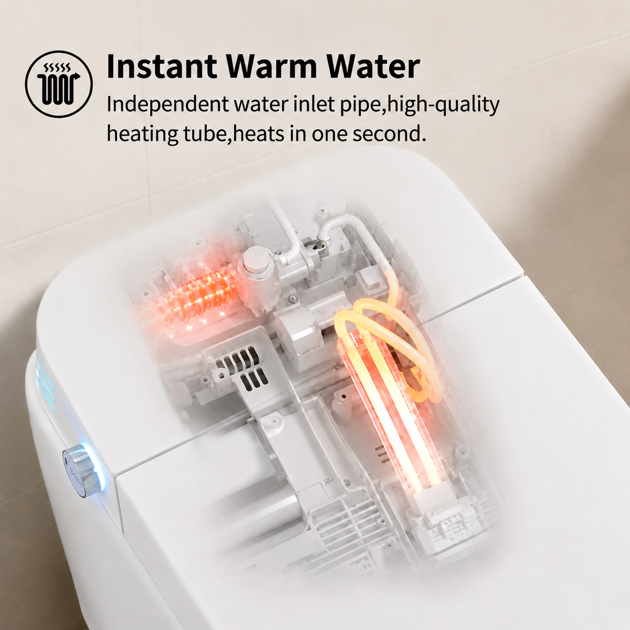 Tankless Smart Toilet with Built-In Bidet, Auto Flush, Heated Seat and Warm Water