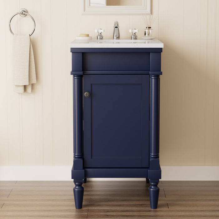 Somerset 19" Freestanding Bathroom Vanity with Engineered Marble Top, Ceramic Sink and Soft-Close Door