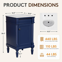 Somerset 19" Freestanding Bathroom Vanity with Engineered Marble Top, Ceramic Sink and Soft-Close Door