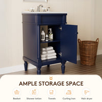 Somerset 19" Freestanding Bathroom Vanity with Engineered Marble Top, Ceramic Sink and Soft-Close Door