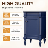 Somerset 19" Freestanding Bathroom Vanity with Engineered Marble Top, Ceramic Sink and Soft-Close Door