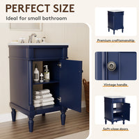 Somerset 19" Freestanding Bathroom Vanity with Engineered Marble Top, Ceramic Sink and Soft-Close Door