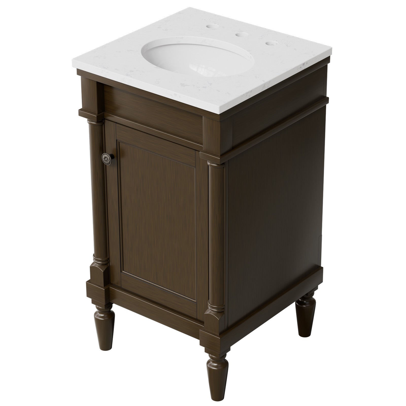 Somerset 19" Freestanding Bathroom Vanity with Engineered Marble Top, Ceramic Sink and Soft-Close Door