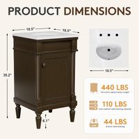 Somerset 19" Freestanding Bathroom Vanity with Engineered Marble Top, Ceramic Sink and Soft-Close Door