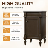 Somerset 19" Freestanding Bathroom Vanity with Engineered Marble Top, Ceramic Sink and Soft-Close Door