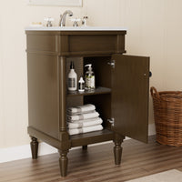 Somerset 19" Freestanding Bathroom Vanity with Engineered Marble Top, Ceramic Sink and Soft-Close Door
