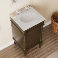 Somerset 19" Freestanding Bathroom Vanity with Engineered Marble Top, Ceramic Sink and Soft-Close Door