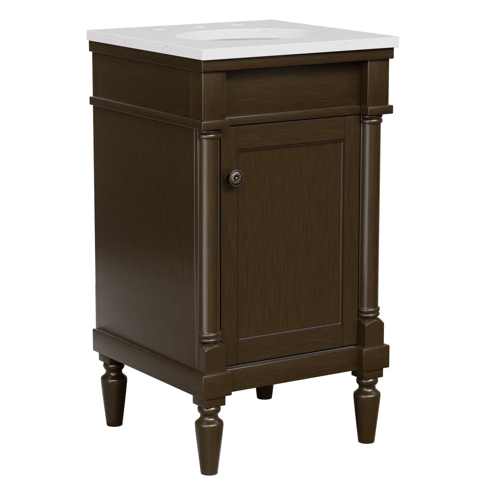 Somerset 19" Freestanding Bathroom Vanity with Engineered Marble Top, Ceramic Sink and Soft-Close Door