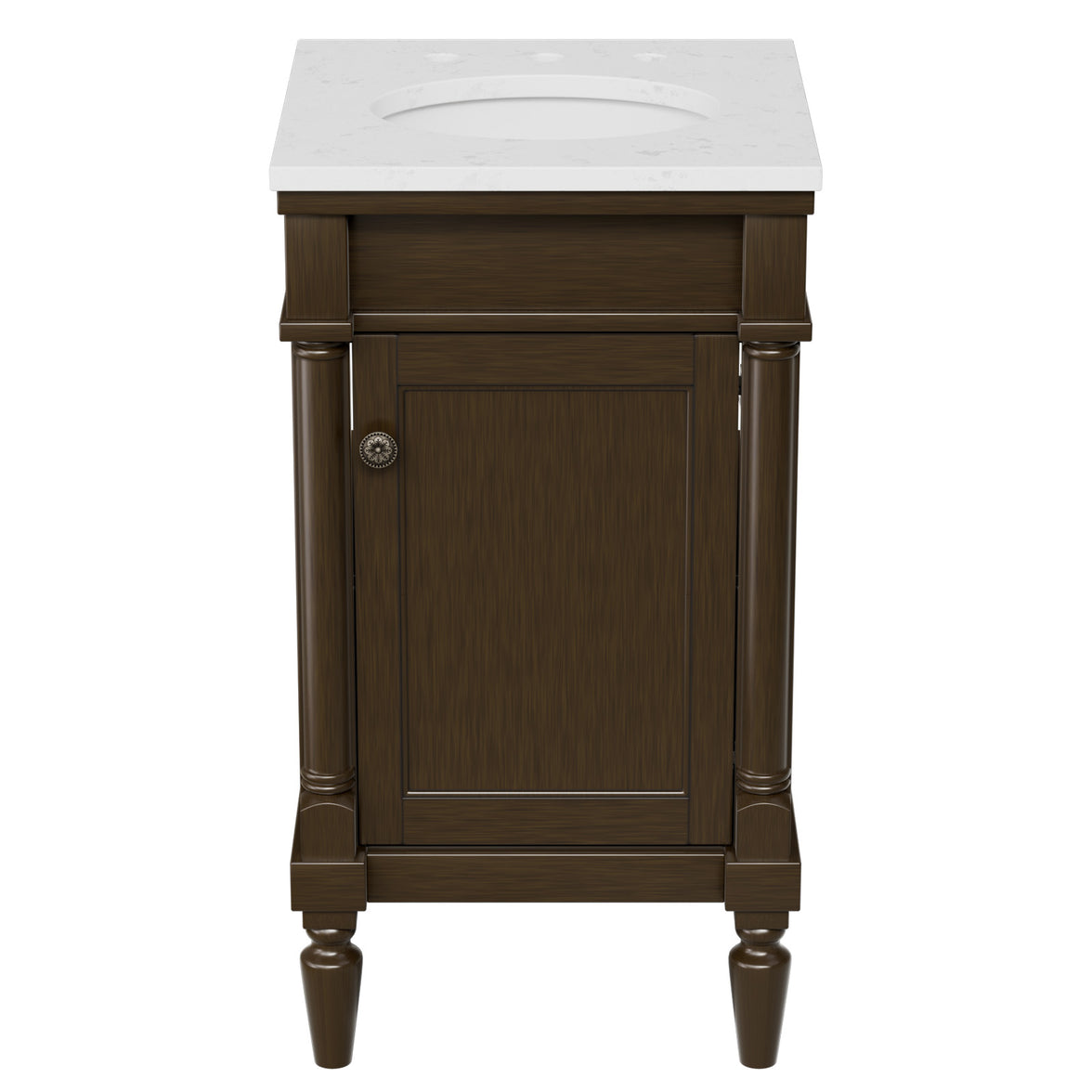 Somerset 19" Freestanding Bathroom Vanity with Engineered Marble Top, Ceramic Sink and Soft-Close Door