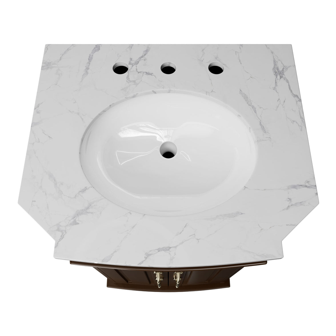 Providence 24" Freestanding Bathroom Vanity with White Marble Top, Ceramic Sink, Fully Assembled