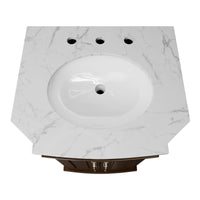 Providence 24" Freestanding Bathroom Vanity with White Marble Top, Ceramic Sink, Fully Assembled