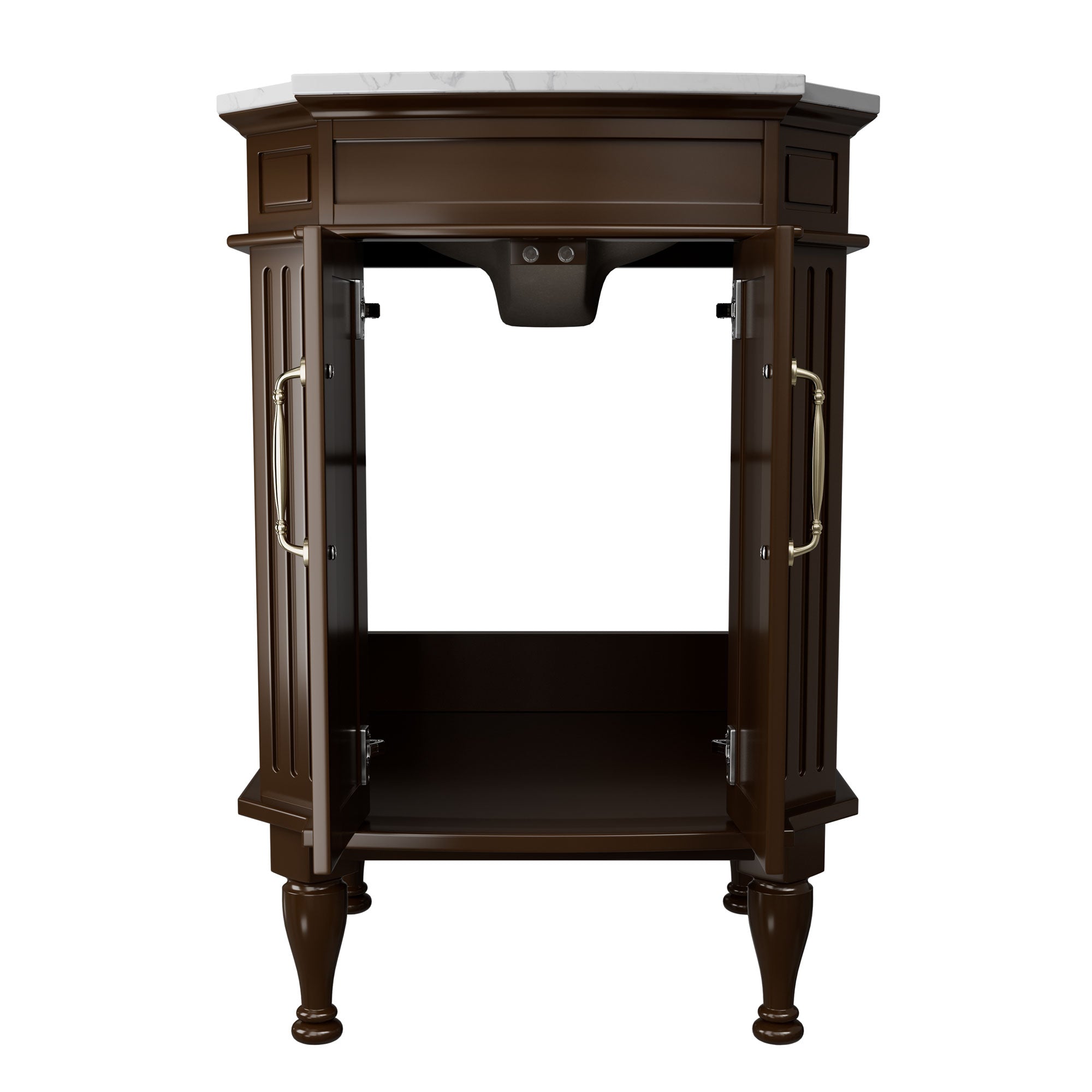 Providence 24" Freestanding Bathroom Vanity with White Marble Top, Ceramic Sink, Fully Assembled